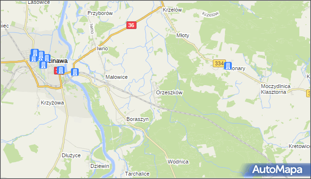 mapa Orzeszków gmina Wińsko, Orzeszków gmina Wińsko na mapie Targeo