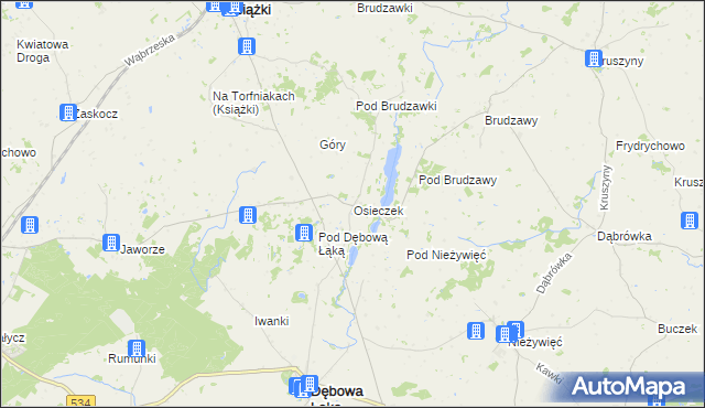 mapa Osieczek gmina Książki, Osieczek gmina Książki na mapie Targeo