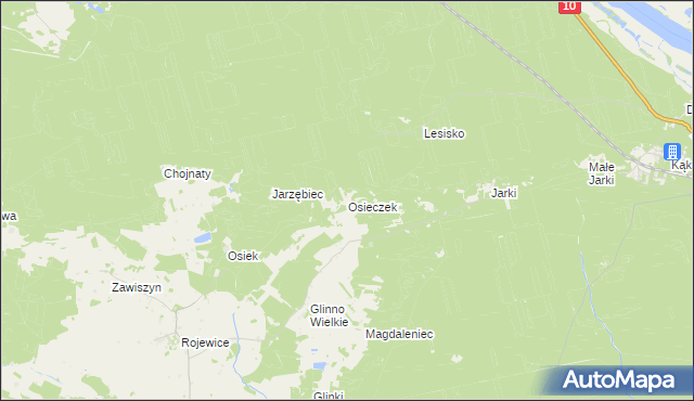 mapa Osieczek gmina Rojewo, Osieczek gmina Rojewo na mapie Targeo