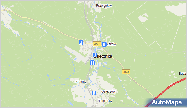 mapa Osiecznica powiat bolesławiecki, Osiecznica powiat bolesławiecki na mapie Targeo