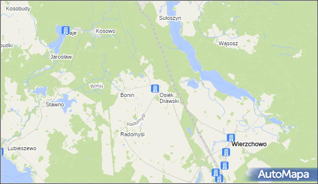 mapa Osiek Drawski, Osiek Drawski na mapie Targeo