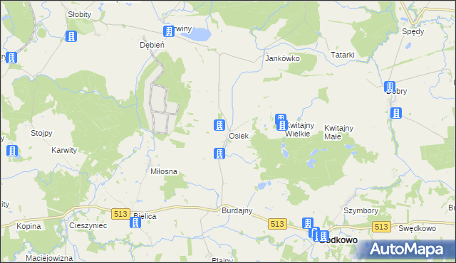 mapa Osiek gmina Godkowo, Osiek gmina Godkowo na mapie Targeo