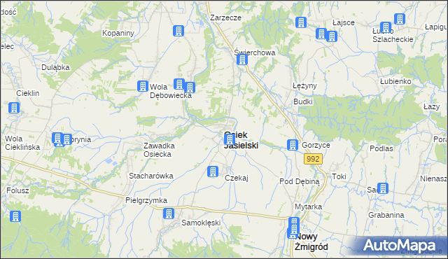mapa Osiek Jasielski, Osiek Jasielski na mapie Targeo