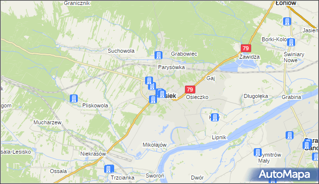 mapa Osiek powiat staszowski, Osiek powiat staszowski na mapie Targeo