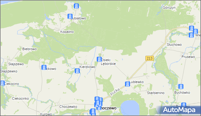 mapa Osieki Lęborskie, Osieki Lęborskie na mapie Targeo
