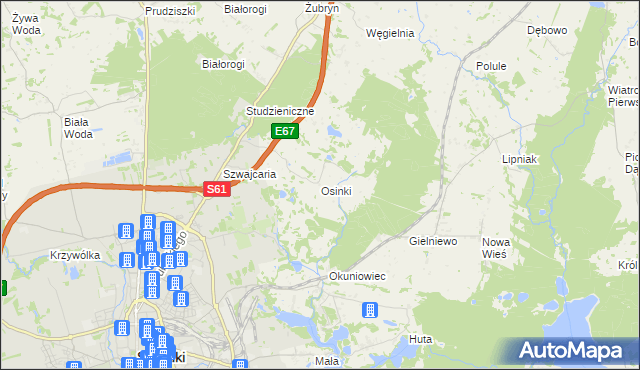 mapa Osinki gmina Suwałki, Osinki gmina Suwałki na mapie Targeo