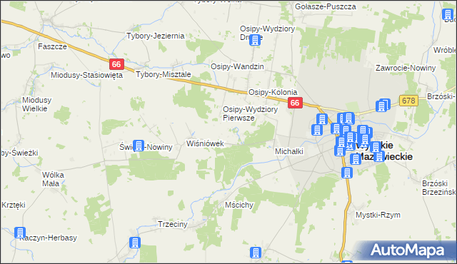 mapa Osipy-Zakrzewizna, Osipy-Zakrzewizna na mapie Targeo