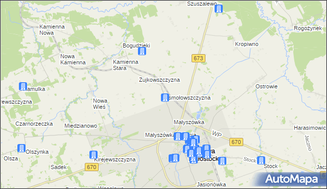 mapa Osmołowszczyzna, Osmołowszczyzna na mapie Targeo