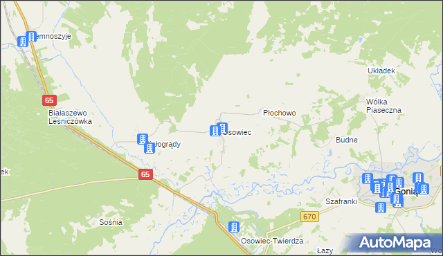 mapa Osowiec gmina Goniądz, Osowiec gmina Goniądz na mapie Targeo