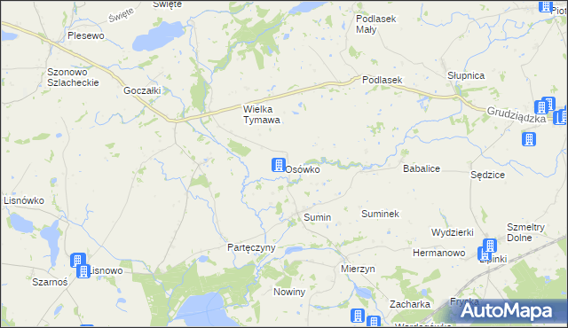 mapa Osówko gmina Biskupiec, Osówko gmina Biskupiec na mapie Targeo