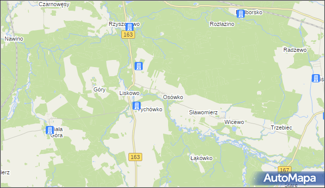 mapa Osówko gmina Tychowo, Osówko gmina Tychowo na mapie Targeo