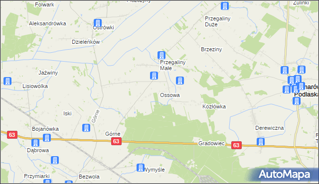 mapa Ossowa, Ossowa na mapie Targeo