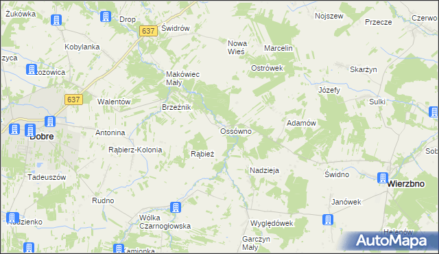 mapa Ossówno, Ossówno na mapie Targeo