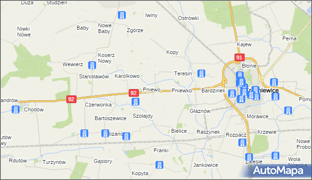 mapa Ostałów gmina Krośniewice, Ostałów gmina Krośniewice na mapie Targeo