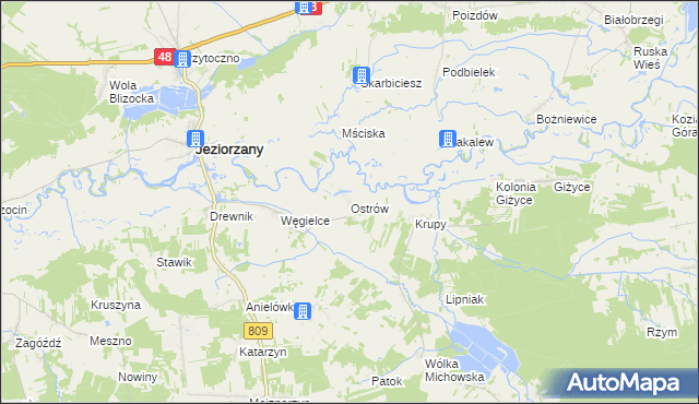 mapa Ostrów gmina Michów, Ostrów gmina Michów na mapie Targeo