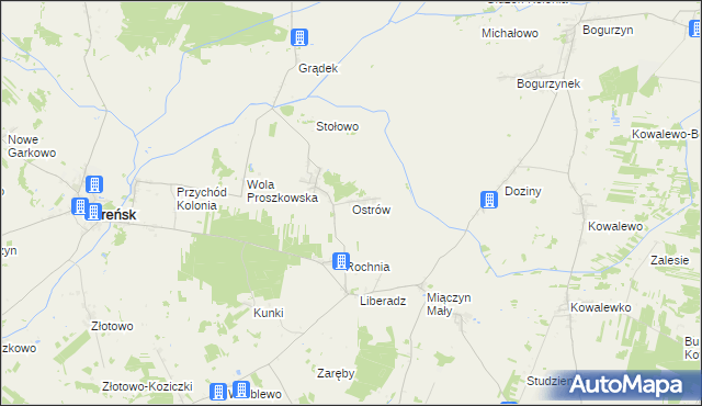 mapa Ostrów gmina Szreńsk, Ostrów gmina Szreńsk na mapie Targeo