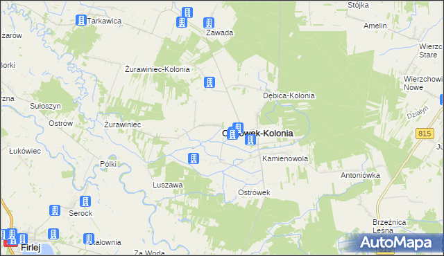mapa Ostrówek-Kolonia gmina Ostrówek, Ostrówek-Kolonia gmina Ostrówek na mapie Targeo