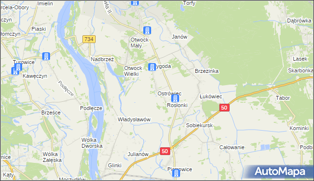mapa Ostrówiec gmina Karczew, Ostrówiec gmina Karczew na mapie Targeo