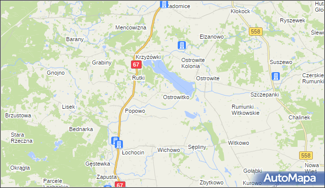mapa Ostrowitko, Ostrowitko na mapie Targeo