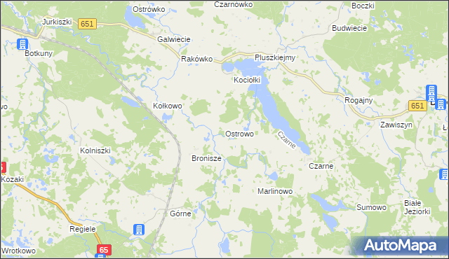 mapa Ostrowo gmina Dubeninki, Ostrowo gmina Dubeninki na mapie Targeo