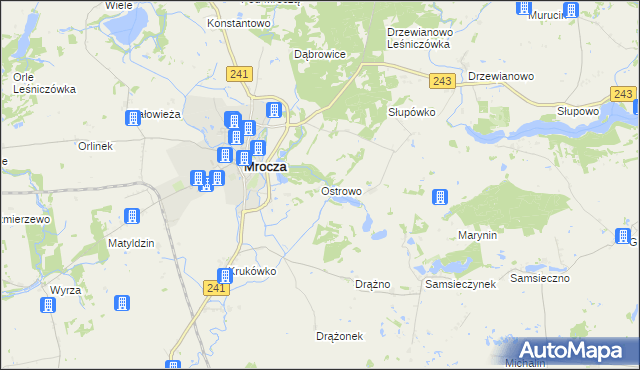 mapa Ostrowo gmina Mrocza, Ostrowo gmina Mrocza na mapie Targeo
