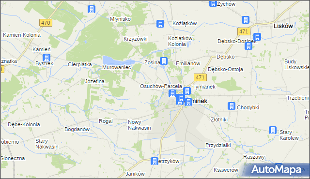 mapa Osuchów gmina Koźminek, Osuchów gmina Koźminek na mapie Targeo