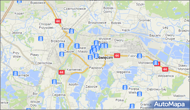 mapa Oświęcimia, Oświęcim na mapie Targeo