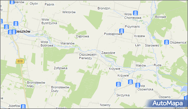 mapa Oszczepalin Drugi, Oszczepalin Drugi na mapie Targeo