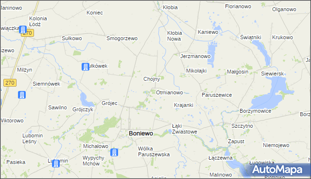 mapa Otmianowo, Otmianowo na mapie Targeo