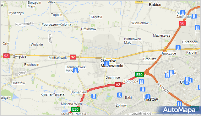 mapa Ożarów Mazowiecki, Ożarów Mazowiecki na mapie Targeo