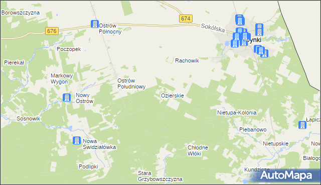 mapa Ozierskie, Ozierskie na mapie Targeo