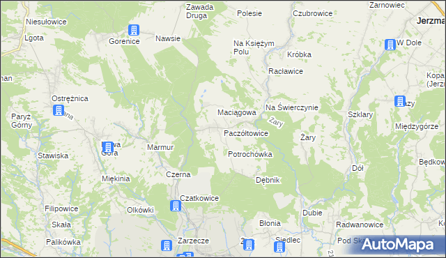 mapa Paczółtowice, Paczółtowice na mapie Targeo