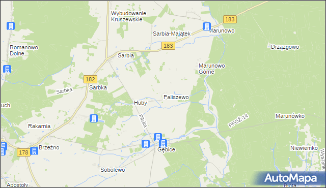 mapa Paliszewo, Paliszewo na mapie Targeo