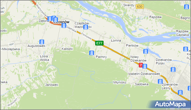 mapa Palmiry, Palmiry na mapie Targeo
