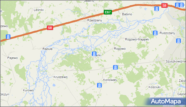 mapa Pańki gmina Choroszcz, Pańki gmina Choroszcz na mapie Targeo