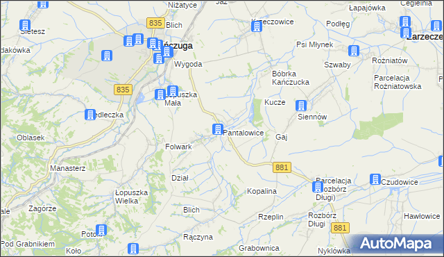 mapa Pantalowice, Pantalowice na mapie Targeo