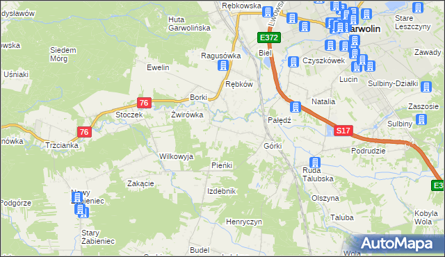 mapa Parcele-Rębków, Parcele-Rębków na mapie Targeo