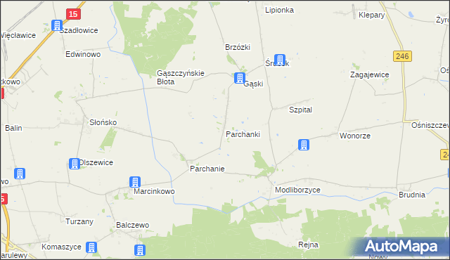 mapa Parchanki, Parchanki na mapie Targeo