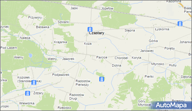 mapa Parcice, Parcice na mapie Targeo