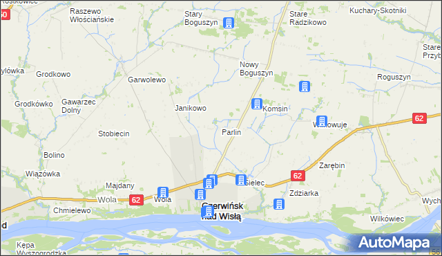 mapa Parlin gmina Czerwińsk nad Wisłą, Parlin gmina Czerwińsk nad Wisłą na mapie Targeo