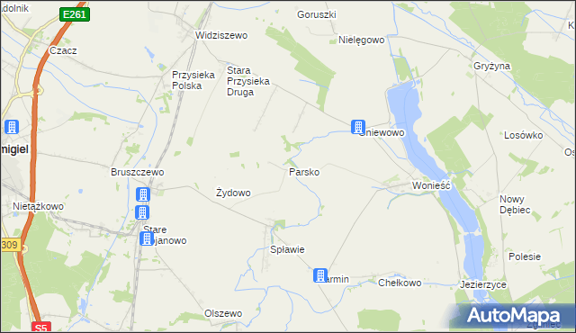 mapa Parsko, Parsko na mapie Targeo