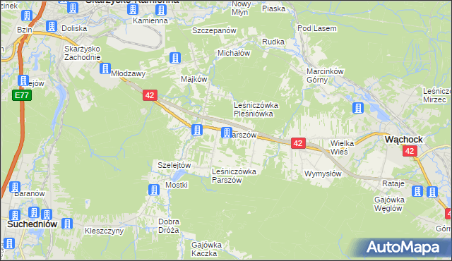 mapa Parszów, Parszów na mapie Targeo