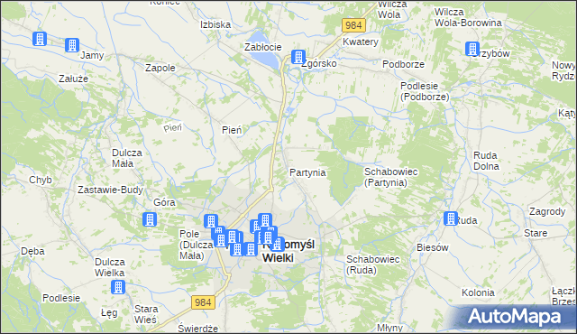 mapa Partynia, Partynia na mapie Targeo
