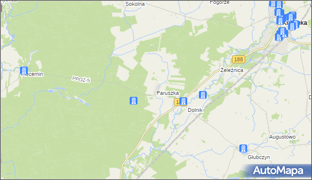 mapa Paruszka, Paruszka na mapie Targeo