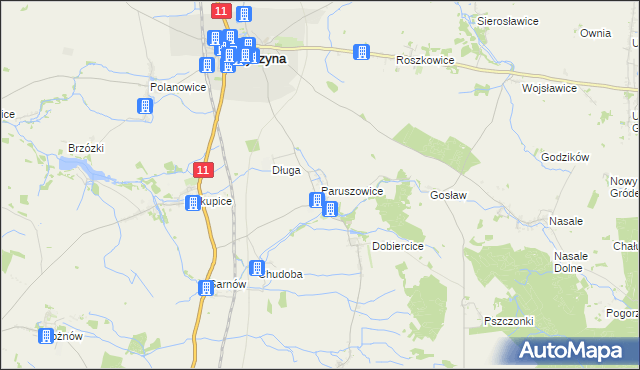 mapa Paruszowice, Paruszowice na mapie Targeo