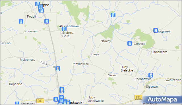 mapa Paryż gmina Żnin, Paryż gmina Żnin na mapie Targeo