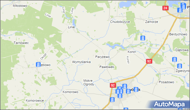 mapa Paryżewo, Paryżewo na mapie Targeo