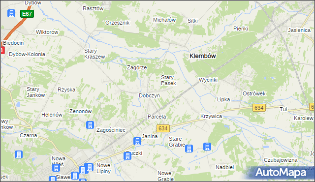 mapa Pasek gmina Klembów, Pasek gmina Klembów na mapie Targeo