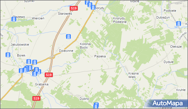mapa Pasieka gmina Boćki, Pasieka gmina Boćki na mapie Targeo