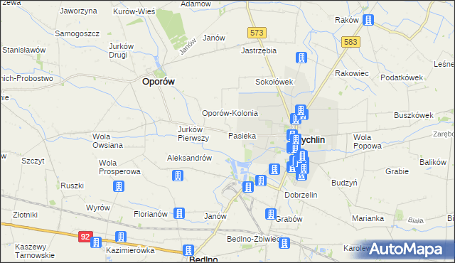 mapa Pasieka gmina Żychlin, Pasieka gmina Żychlin na mapie Targeo